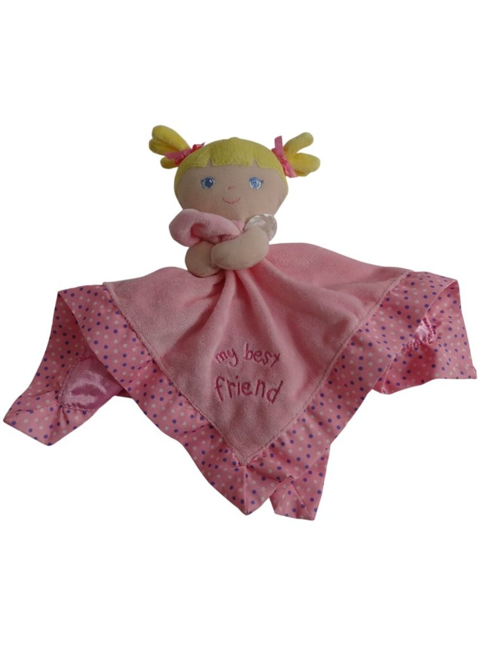 Garanimals My Best Friend Pink Plush Lovey Doll Blanket Baby Girl Blonde Satin